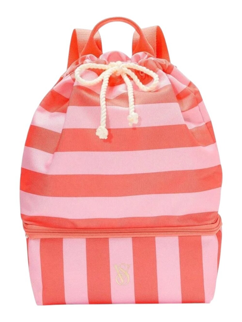 Victoria’s Secret Pink & Coral Stripe Cooler Backpack NWT Insulated Beach Bag